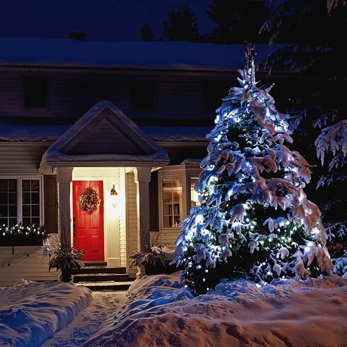 Christmas Lights - Battery Operated String Lights 50 LED String Lights Mini Lights with Auto-Timer and 8 Lighting Modes for Christmas Wreath Party Wedding Garden Home Decoration, White 2Pack