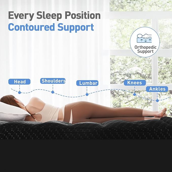 Dual Layer 3 Inch Memory Foam Mattress Topper Twin XL Size, 2 Inch Cooling Gel Memory Foam Plus 1 Inch Pillow Top Mattress Pad Cover, with 8-21 Inch Deep Pocket, Black