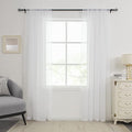 HUTO White Sheer Curtains 108 Inches Long for Bedroom Girls Rod Pocket Window Sheer Panels Curtains for Living Room Party Baby Canopy Bed 2 Panels 52 Inches Wide