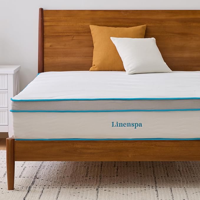 Linenspa 12 Inch Memory Foam and Spring Hybrid Mattress - Medium Plush Feel - Bed in a Box - Pressure Relief and Adaptive Support - Breathable - Cooling - Primary Bedroom - Twin XL Size