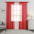 HUTO Christmas 2 Panels Red Sheer Window Curtains 52 by 72 Inches Long Rod Pocket Voile Curtains Sheer Panels Drapes for Bedroom Living Room