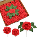 JOYLEX Artificial Flowers Realistic Roses, Real Looking Fake Roses with Stem for DIY Wedding Bouquets Centerpieces Bridal Shower Party Home Romantic Decorations (Red, Regular 3" - 200pcs)