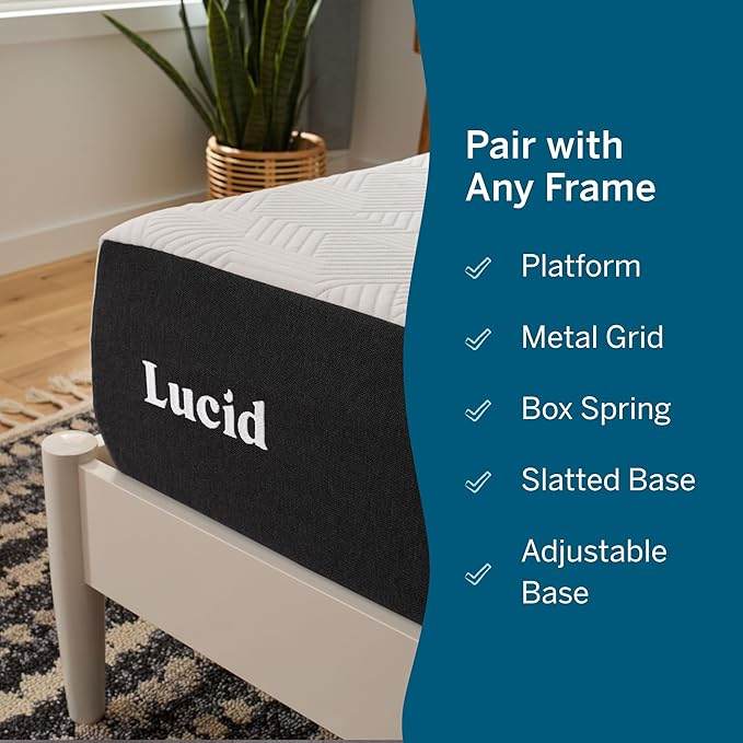 Lucid 10 Inch Memory Foam Mattress - Medium Feel - Infused with Refreshing Bamboo Charcoal and Cooling Gel - Bed in a Box - Temperature Regulating - Pressure Relief - Breathable - California King Size