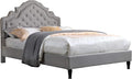 HomeLife Premiere Classics 51" Tall Platform Bed with Cloth Headboard and Slats - King (Light Grey Linen)