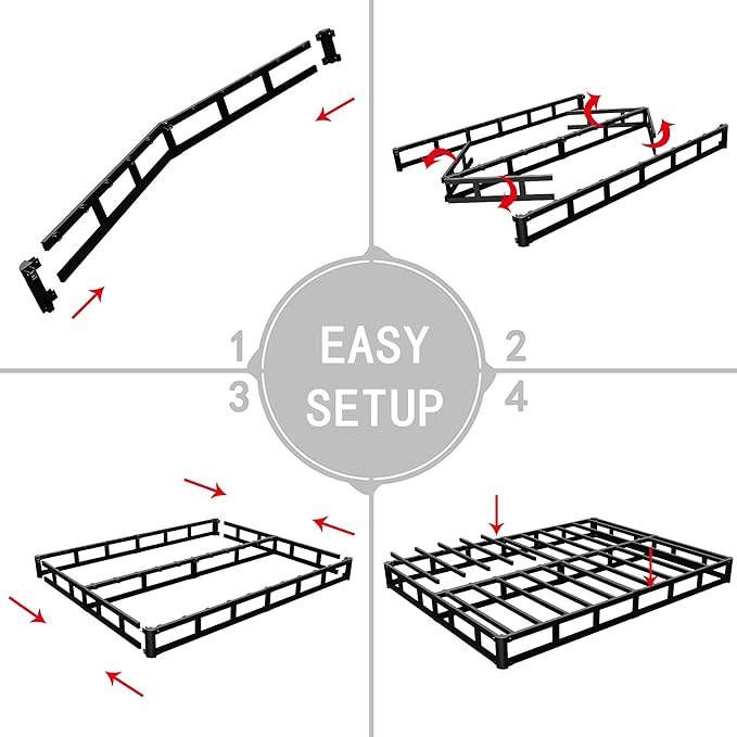 ALDRICH 5 Inch California King Box Spring Bed Base, 3000 lbs Heavy Duty Metal Frame Mattress Foundation with Cover, Easy Assembly