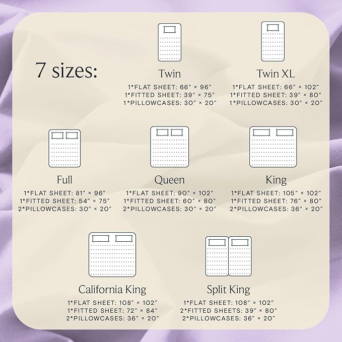 LuxClub 4 PC King Sheet Set, Breathable Luxury Bed Sheets, Deep Pockets Wrinkle Free Cooling Bed Sheets Machine Washable Hotel Bedding Silky Soft - Lavender King