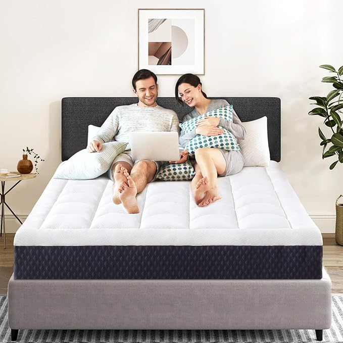 ONENICE 6 Inch King Size Mattress in a Box, Cooling Gel Memory Foam Removable Pillow-Top Mattress, CertiPUR-US Certified, Fiberglass-Free, Medium Firm Support, Ergonomic Design for Pressure Relief