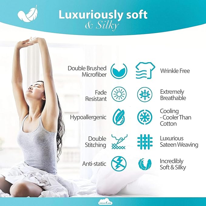 DREAMCARE King Size Sheets Set – 6 pcs Cooling Bed Sheets – up to 15” Deep Pocket King Sheet Set – 2500 Supreme Collection – Extra Soft 100% Brushed Microfiber Hotel Luxury with Side Pocket – L Blue