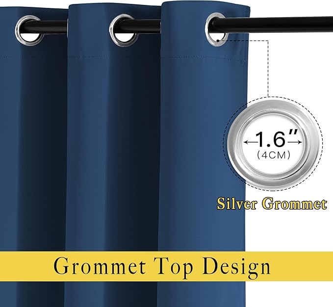 NICETOWN Blackout Curtains Panels for Window - Window Treatment Thermal Insulated Solid Grommet Blackout Drapes for Bedroom (Moroccan Blue, Double Panels, 52 by 72 Inch)