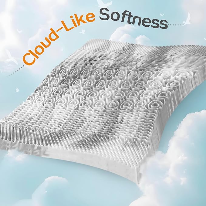 SINWEEK 1.5 Inch Mattress Topper 5-Zone Memory Foam Mattress Topper Pressure Relieve Soft Mattress Pad, CertiPUR-US Certified, Full Size, Gray