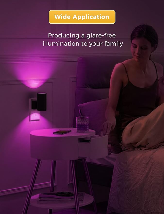 L LOHAS LED Night Light, Night Lights Plug into Wall, Color Changing Nightlight RGB with Light Sensor, Home Decor for Kids Gifts, Halloween, Christmas, Holiday, Hallway Bedroom Kids Room, 2 Pack