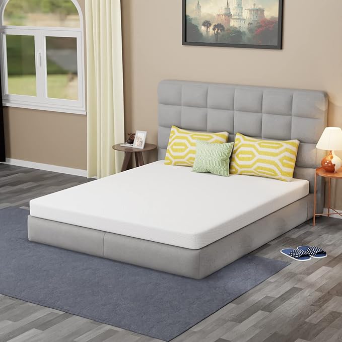 PayLessHere 5 Inch Memory Foam Mattress Cooling Gel Green Tea Infused Mattress,Medium Firm Mattresses Fiberglass Free/CertiPUR-US Certified/Bed-in-a-Box/Pressure Relieving King Size,White