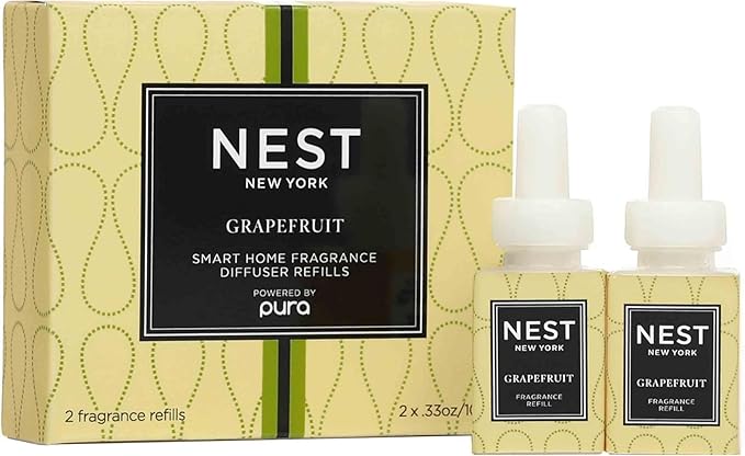 NEST New York Smart Home Fragrance Diffuser Refill Smart Vials, Grapefruit - Set of 2 - Designed for NEST x Pura 3 and NEST x Pura 4 Diffusers - Cruelty Free, Vegan