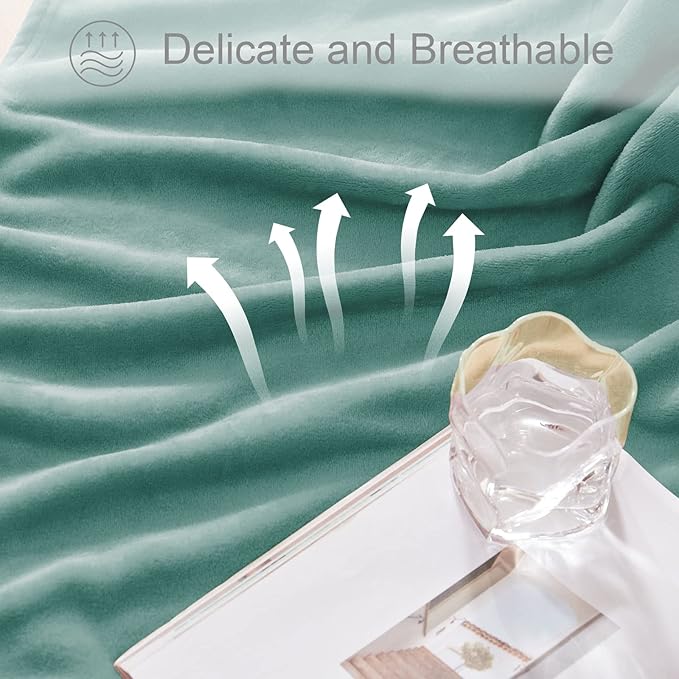 Exclusivo Mezcla Fleece Blanket Queen Size for Bed, Super Soft and Warm, All Season Use, Cozy, Plush, Lightweight, 90x90 Inches, Celadon