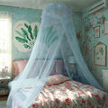 Eimilaly Lace Bed Canopy Mosquito Netting, Princess Bed Canopy for Girls Room Decor, Blue/Single Door