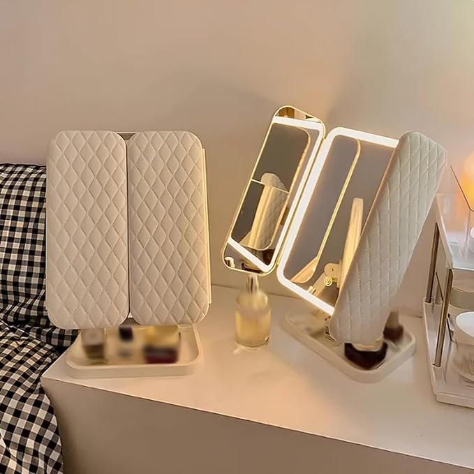 Glisera Smart Mirror, Trifold Led Makeup Mirror, Aristoparis Makeup Mirror, Glisera Makeup Mirrors, Glisera Smart Mirror with Lights,LED Trifold Vanity (Black)