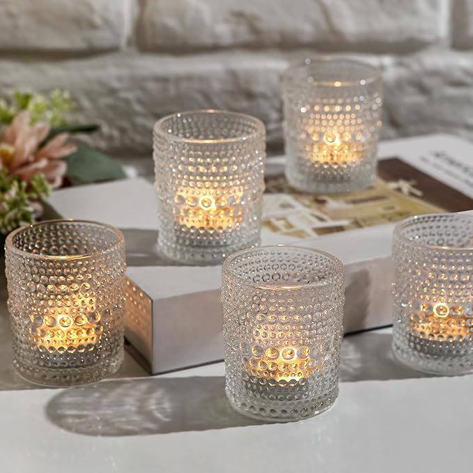 12 Pack Clear Votive Candle Holders Tea Light Candle Holders Bulk Tealight Glass Candle Holder for Table Weddings Party