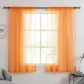 HUTO Orange Sheer Curtains 54 inches Long for Bedroom Top Rod Pocket Sheer Window Panels Curtains for Nursery Living Room 52 by 54 Inch Length Set of 2
