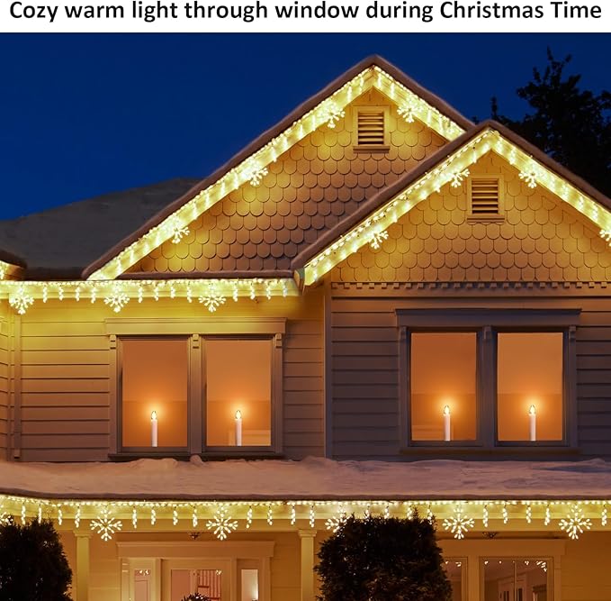 8-Pack Dusk to Dawn Electric Christmas Window Candle Lights with Shatterproof Plastic LED Bulbs, Plug-in Corded Window Candle Lamps, Auto On/Off Light Sensor, 8 Suction Cups Included, Warm White