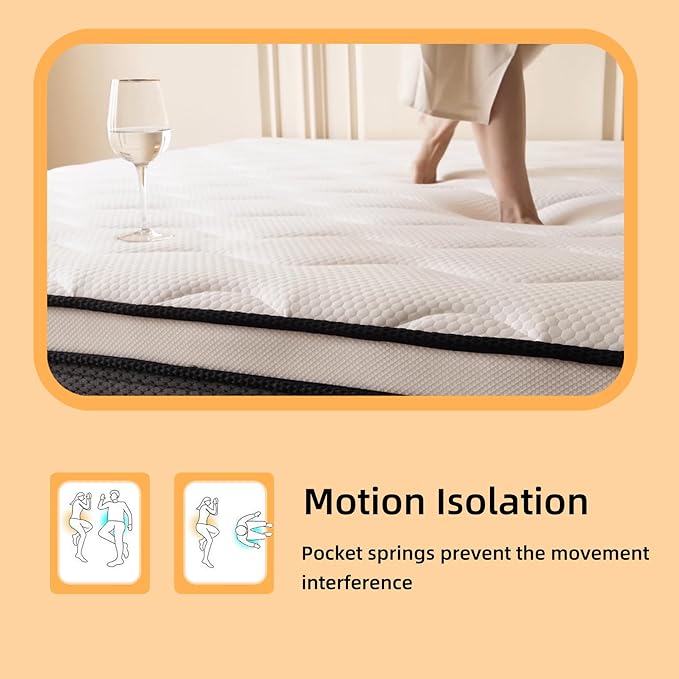 Full Size Mattress, 12 Inch Full Mattress in a Box, Memory Foam Hybrid Mattresses with Individual Pocket Spring for Motion Isolation & Silent Sleep, Pressure Relief, Medium Firm