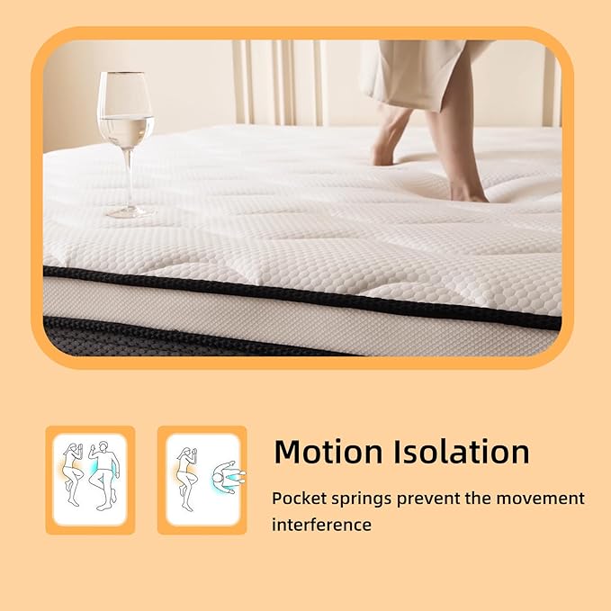 Review Full Mattresses, 12 Inch Full Size Mattress in a Box, Memory Foam Hybrid Mattress with Individual Pocket Spring Coils for Motion Isolation & Silent Sleep, Pressure Relief, Plush Feeling