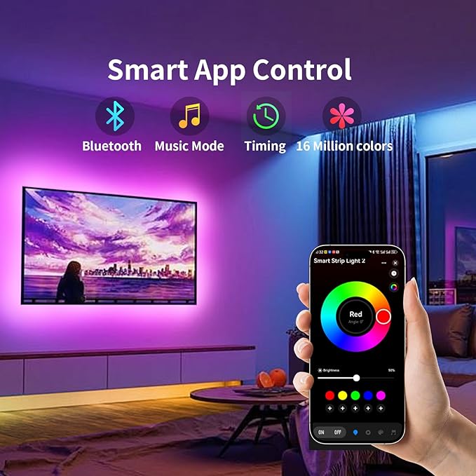 KSIPZE LED Lights for TV, 10ft TV led Backlight for 32-45 Inch TVs RGB TV Backlight Behind Music Sync Bluetooth APP & Button Control TV LED Strip Lights USB Powered for Bedroom/Gaming