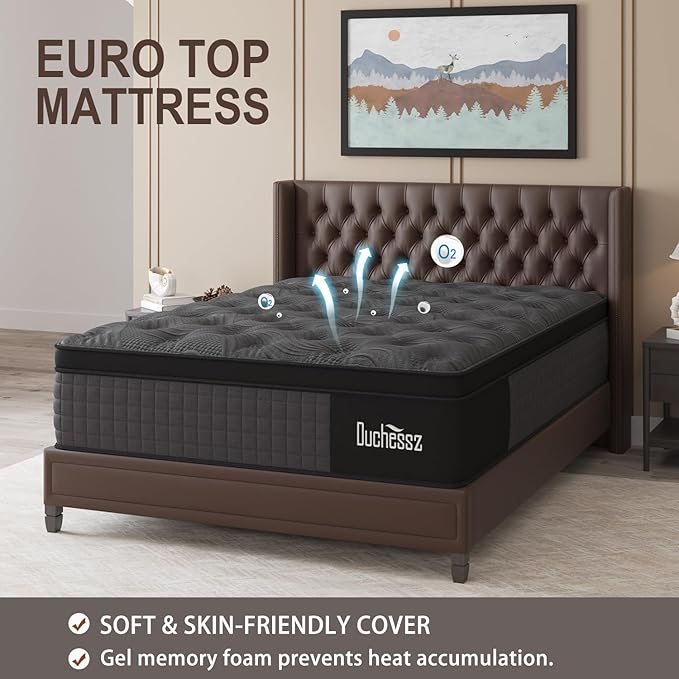 Twin Mattress, 10 Inch Hybrid Mattresses Black with Gel Memory Foam and Individually Pocket Innerspring Euro Top Medium Firm for Motion Isolation, Edge Support, 100 Night Trial