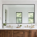 Suidia Bathroom Mirror, 60" x 36" Wall Mirror Metal Framed, Bathroom Vanity Mirror for Living Room Bedroom Bathroom Entryway, Black, Rect Corner Style