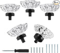 5pcs Glass Cabinet Knobs, Oval Crystal Drawer Knobs, Vintage Crystal Drawer Pulls for Modern Dresser Cabinets and Cupboards