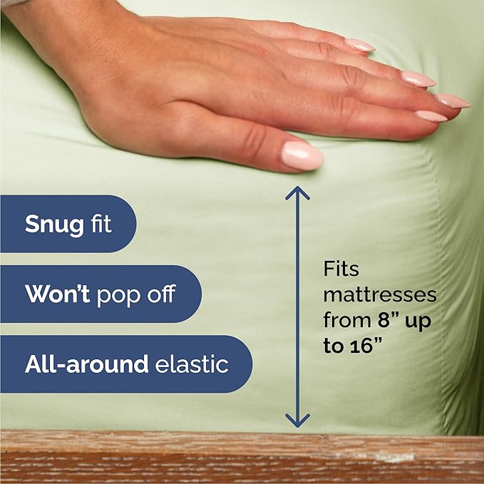Queen Sheets Set 6 Piece - Bed Sheets Queen Size - Soft Hotel Luxury Bedding - Cooling, Comfy & Breathable - 1 Flat & 1 Fitted and 4 Pillowcases with Deep Pockets - Wrinkle and Fade Free - Light Sage