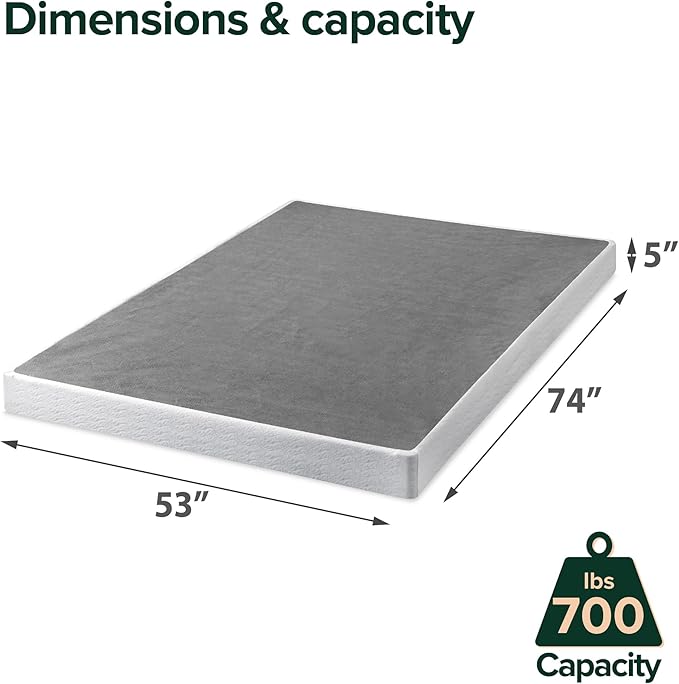 ZINUS 5 Inch Full Metal Smart Box Spring with Quick Assembly, Mattress Foundation, Strong Metal Frame, Easy Assembly