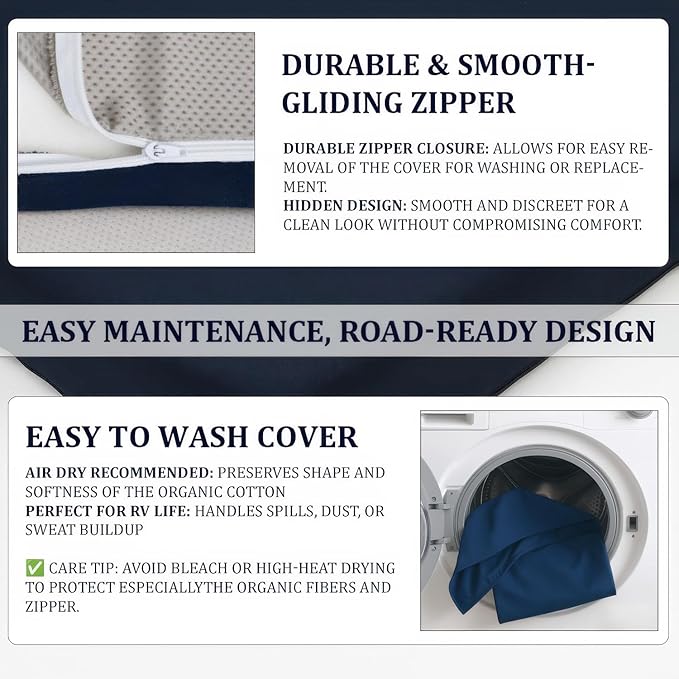 Foamma 8” x 36” x 75” Water Resistant RV Bunk Mattress, Firm High Density Foam, Comfortable and Durable Polyester Cover, Truck, Camper, Travel Trailer, Made in USA