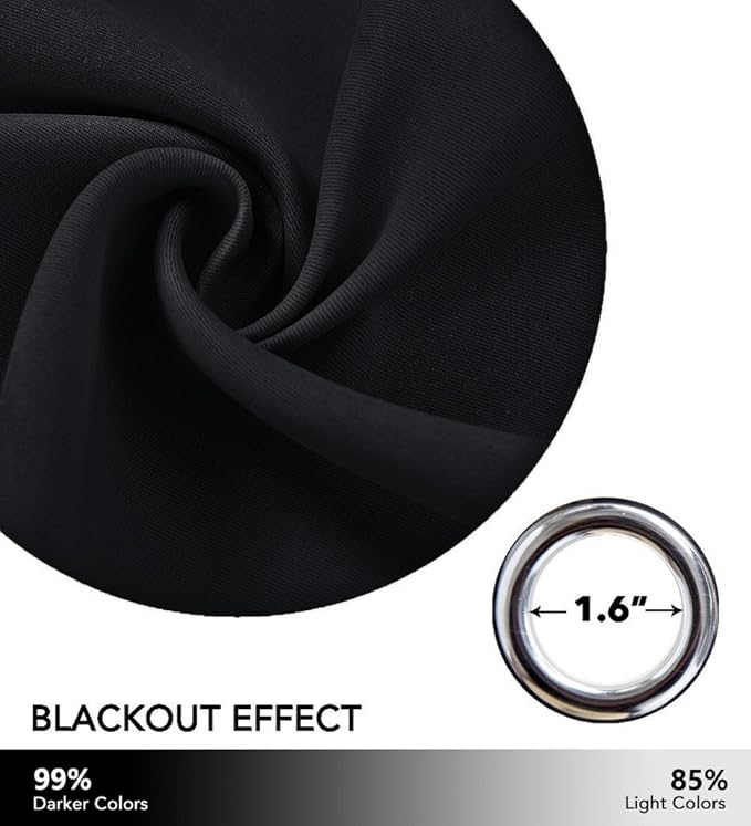 NICETOWN Closet Door Curtain, Room Separator Heavy Curtains Screens Partitions, Utter Blackout Extra Large Grommet Top Folding Room Dividers Panel (1 Piece, 9ft Tall x 15ft Wide, Black)
