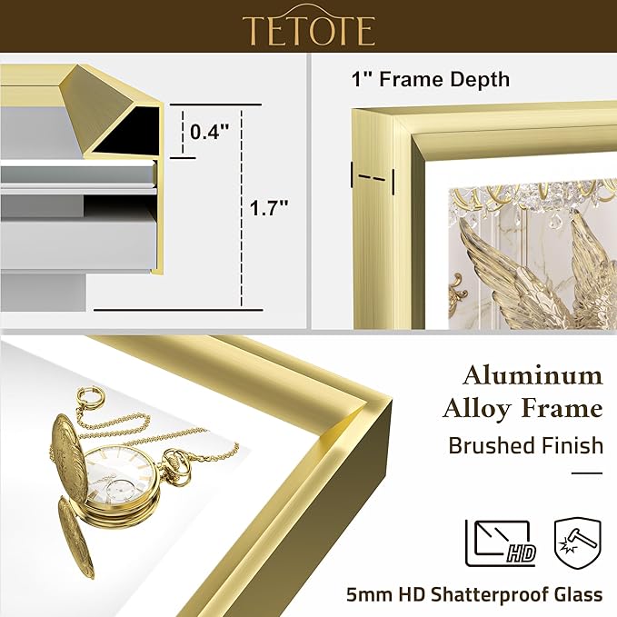 TETOTE 48x24 LED Bathroom Mirror with Lights Gold Frame Frontlit & Backlit Lighted Vanity Mirror Baroque Anti Fog Dimmable White/Warm/Natural,CRI90+,Waterproof,Wall Mounted(Horizontal/Vertical)
