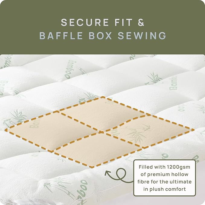 Cooling Mattress Topper - Twin Size | Plush Pad Mattress Topper for Back Pain Relief, 8-21" Deep Pocket | Viscose Made from Bamboo Pillow Top | Bedroom Essentials