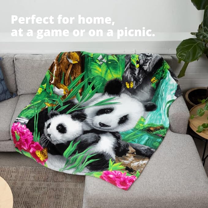 Dawhud Direct Precious Pandas Fleece Blanket for Bed, 50" x 60" Panda Fleece Throw Blanket for Women, Men and Kids - Super Soft Plush Panda Blanket Throw