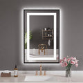 LED Bathroom Mirror,20"x28" Led Mirror with Black Frame, Front Light and Backlit, Stepless Dimmable, Anti-Fog, Shatter-Proof, Memory, 3 Colors, Double LED Vanity Mirror
