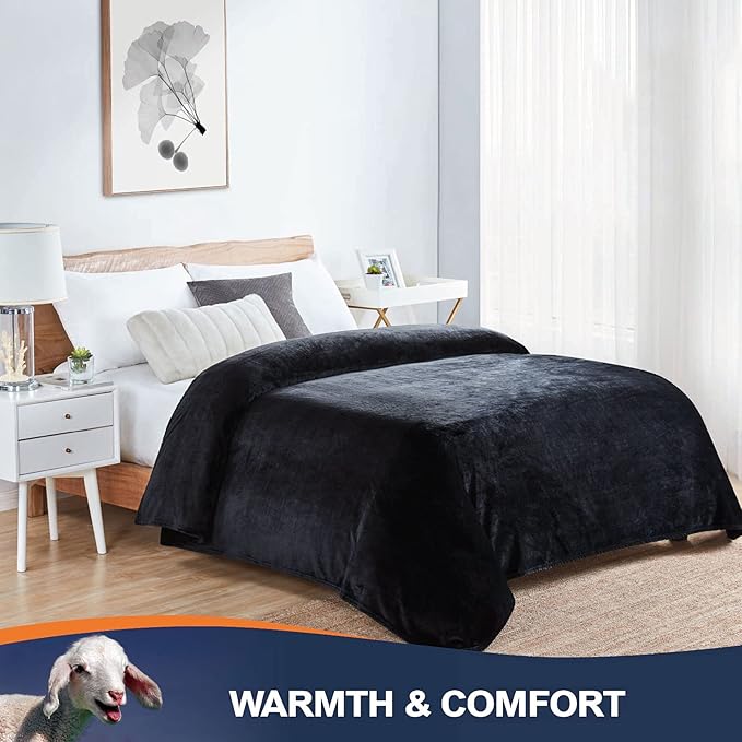 Walensee Fleece Blanket Plush Throw Fuzzy Lightweight (XL-Twin Size 66x90 Black) Super Soft Microfiber Flannel Blankets for Couch, Bed, Sofa Ultra Luxurious Warm and Cozy for All Seasons