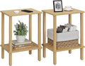 TUTOTAK End Table, Set of 2, Side Table, Nightstand, 2-Tier Storage Shelf, Sofa Table for Small Space, Living Room, Bed Room, Natural TB01BN035
