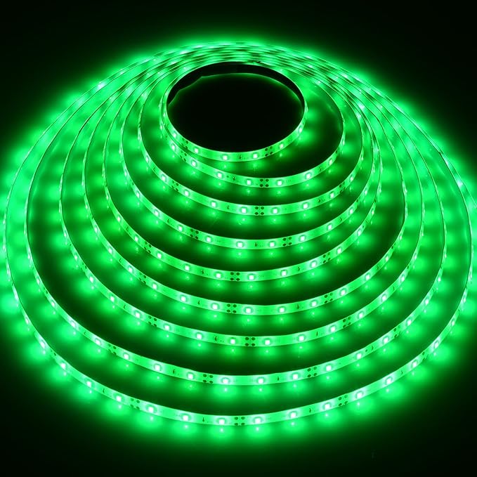 iNextStation 12V LED Light Strip IP65 Waterproof Green LED Strip Lights 16.4ft/5m Cuttable 300 SMD 2835 LED Tape Flexible Led Lights for Bedroom Outdoor Indoor Decor (Power Adapter not Included)