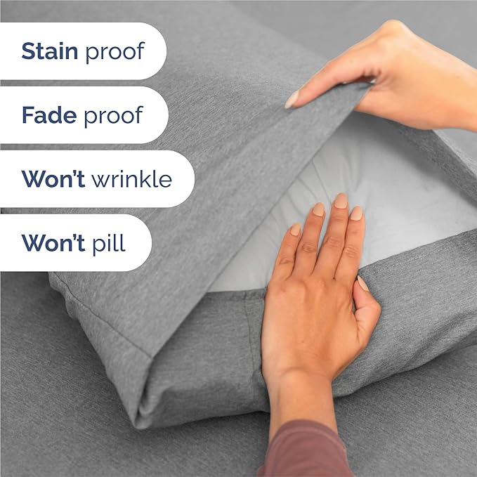 King 6 Piece Sheet Set - Comfy Breathable & Cooling - Soft Hotel Luxury Bedding Set with 8-16 Inch Deep Pockets - 1 Flat & 1 Fitted Sheet & 4 Pillowcases - Wrinkle Free & Easy Care - Heathered Grey