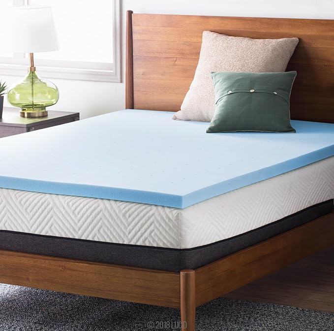 LUCID 2 Inch Mattress Topper, California King Size – Cooling Gel Infused Memory Foam – Plush Feel – Ventilated Breathable Design – CertiPur Certified