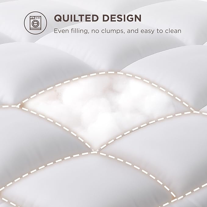 Bedsure King Mattress Topper - Pillow Top Mattress Pad Cover with Deep Pocket Fits up to 21 Inches, Plush Soft Bed Topper for Back Pain Relief, Overfilled with Down Alternative Filling, White