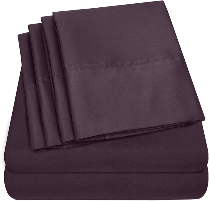 King Size Bed Sheets - 6 Piece 1500 Supreme Collection Fine Brushed Microfiber Deep Pocket King Sheet Set Bedding - 2 Extra Pillow Cases, Great Value, King, Purple