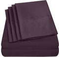 Sweet Home Collection 6 Piece 1500 Supreme Collection Brushed Microfiber Deep Pocket Sheet Set-2 Extra Pillow Cases, Great Value, Split King, Purple