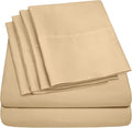 Sweet Home Collection 6 Piece 1500 Supreme Collection Brushed Microfiber Deep Pocket Sheet Set-2 Extra Pillow Cases, Great Value, Rv Short Queen, Camel