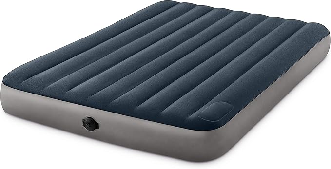 Intex 64783E Dura-Beam Standard Single-High Air Mattress: Fiber-Tech – Queen Size – 2-Step Pump – 10in Bed Height – 600lb Weight Capacity