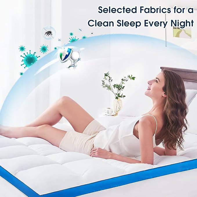 King Mattress Topper, CYMULA Cooling Mattress Pad Cover PillowTop for Bed Back Pain, Extra Thick Mattress Protector Firm Soft Floor Fill Overfilled with 8-21 Inch Deep Pocket, 78"x80"White