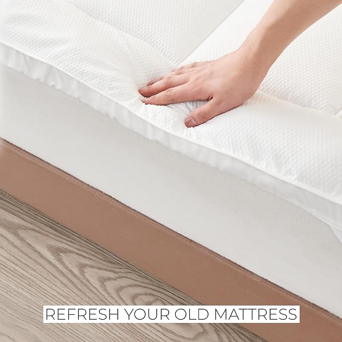 Great Bay Home Twin XL Mattress Topper. Thick, Elastic Corner Mattress Protector and Cover. Ultra-Soft Pillowtop Mattress Pad. Fits Mattresses Up to 18" (Twin XL, White)
