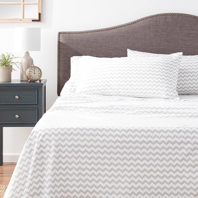 California King Sheet Sets - Breathable Luxury Sheets with Full Elastic & Secure Corner Straps Built In - 1800 Supreme Collection Cal King Deep Pocket Bedding, Sheet Set, California King, Chevron Gray